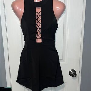 L'ATISTE Black Lace-Up Jumpsuit